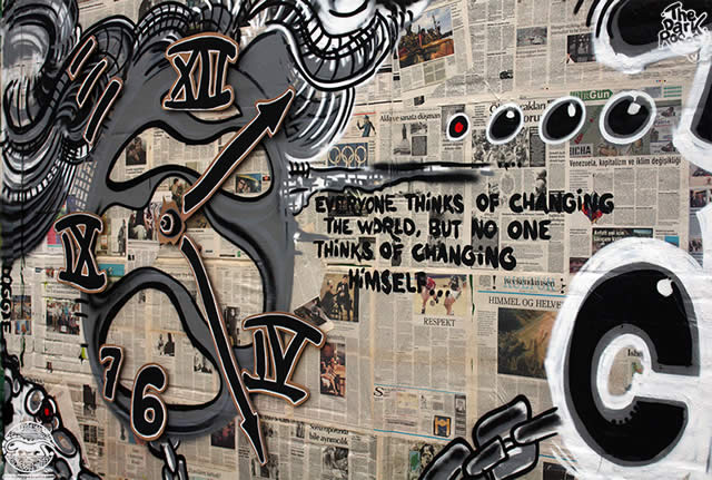 Detail: O'Clock. Time 4 Change... by DoggieDoe and Motus - The Dark Roses - NDSM, Amsterdam-Noord, Netherland 2. July 2014